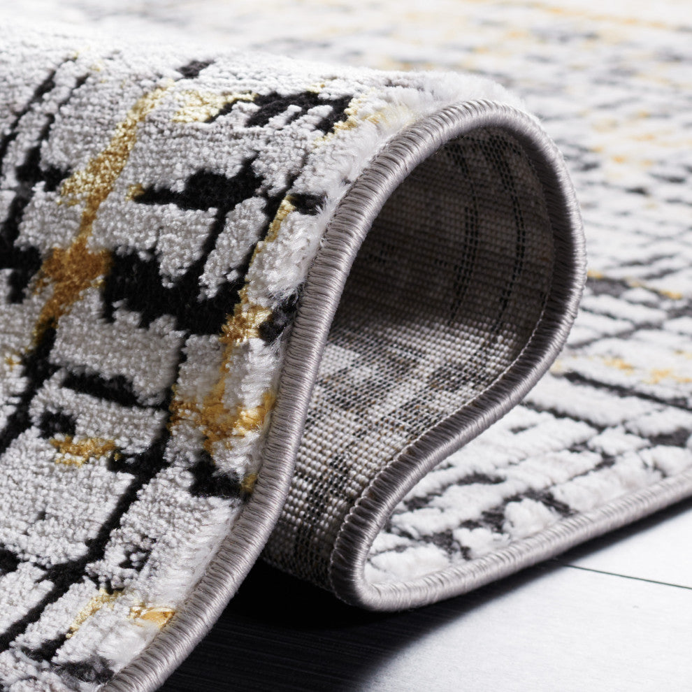 Safavieh Amelia Collection, ALA248 Rug, Charcoal/Gold, 9'x12'