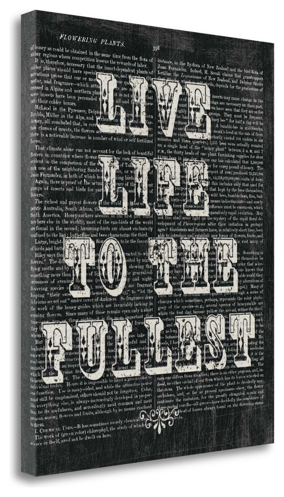 "Live Life Floral Chalk" By Moira Hershey, Giclee Print on Gallery Wrap Canvas