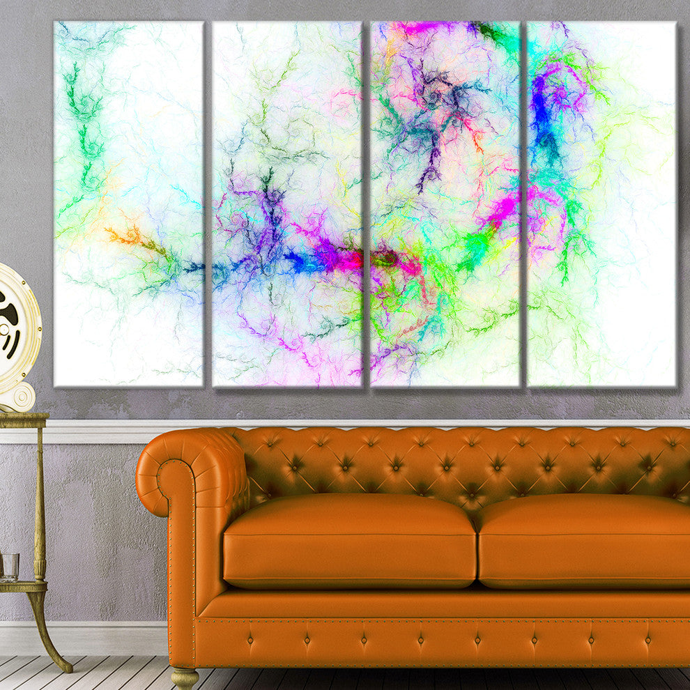 Stormy Sky Fierce Lightning, Abstract Art on Canvas, 48"x28", 4 Panels