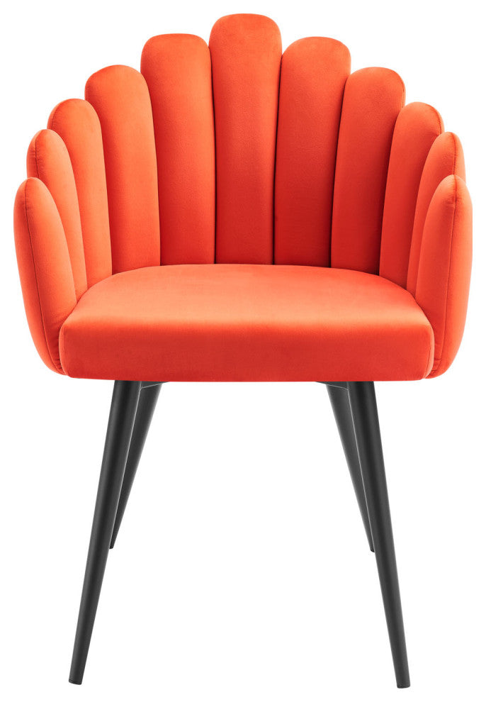 Dining Chair, Set of 2, Orange Black, Velvet, Modern, Cafe Bistro Hospitality