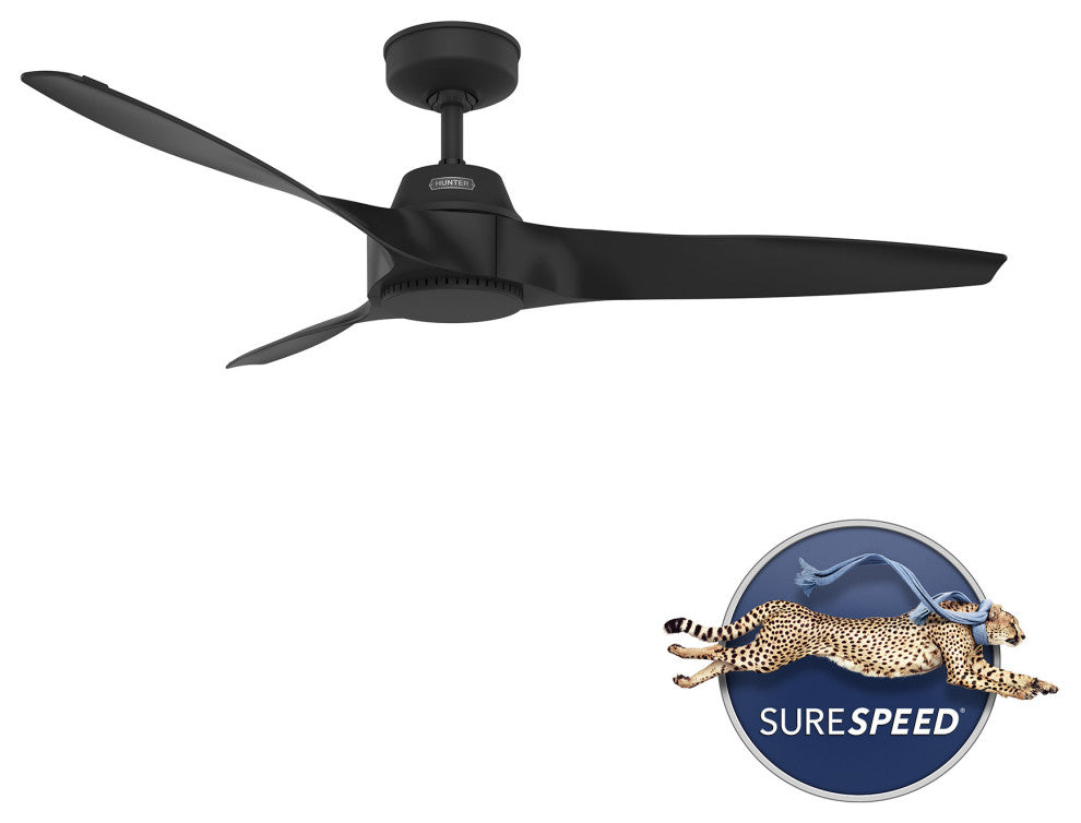 52" Mosley Damp Rated Ceiling Fan and Wall Control, Matte Black