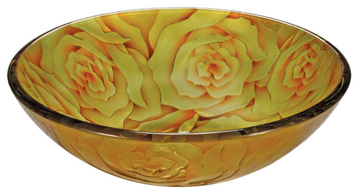 Tempered Glass 1/2" Thick, 16.5" Diameter, 5.5" With Chrome Pop-Up Drain