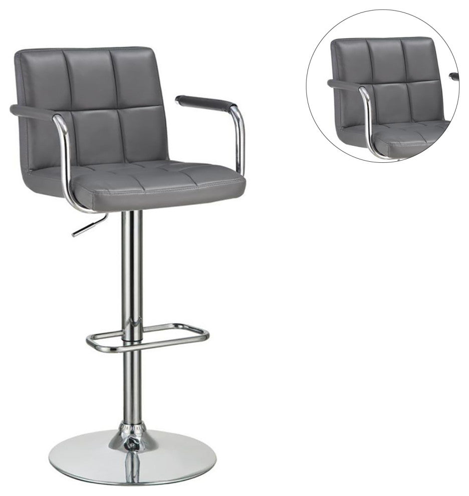 Faux Leather Adjustable Bar Stool, Gray