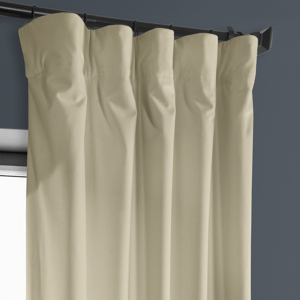 Heritage Plush Velvet Curtain Single Panel, Macchiato Beige, 50"x120"