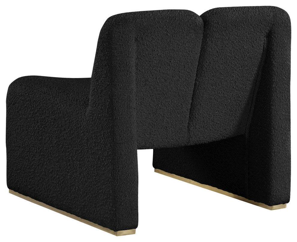 Alta Boucle Fabric Upholstered Accent Chair, Black