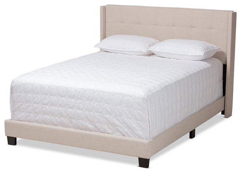 Lisette Modern and Contemporary Beige Fabric Upholstered King Size Bed