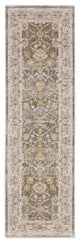 8' Beige Grey Machine Woven Oriental Indoor Runner Rug