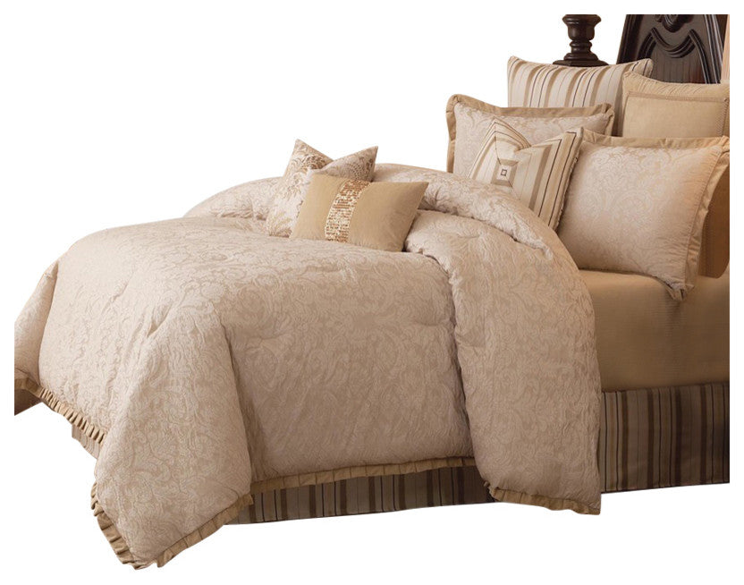 Carlton 9-Piece Queen Comforter Set, Ivory