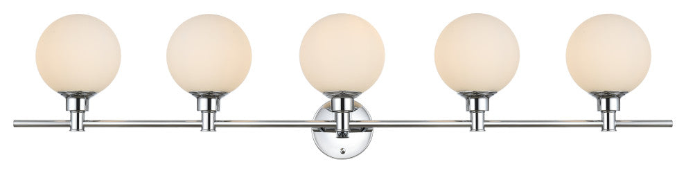 5 Light Chrome And Frosted White Bath Sconce