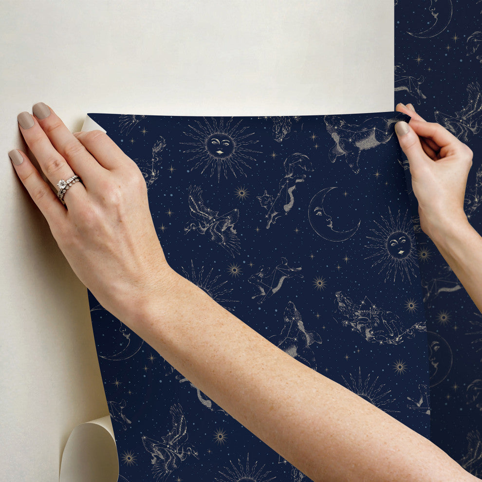 Zodiac Dreams Navy Peel and Stick Wallpaper