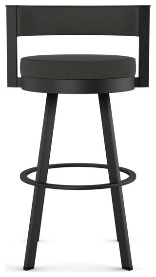 Amisco Browser Swivel Counter and Bar Stool, Charcoal Grey Polyester / Black Metal, Counter Height