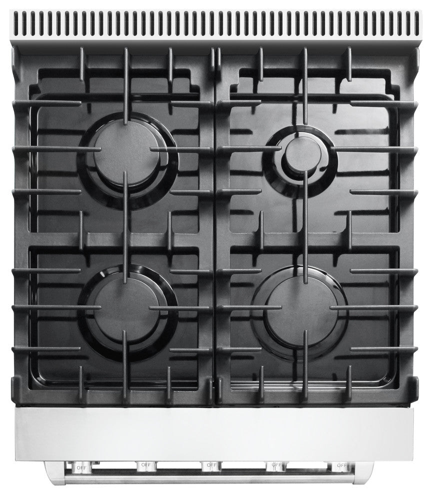 24" Slide-In Freestanding Gas Range With 4 Sealed Burners, Cast Iron Grates
