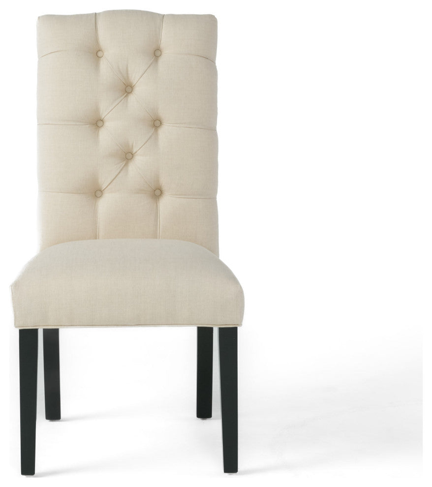 GDF Studio Prince Fabric Dining Chair, Set of 2, Natural Plain