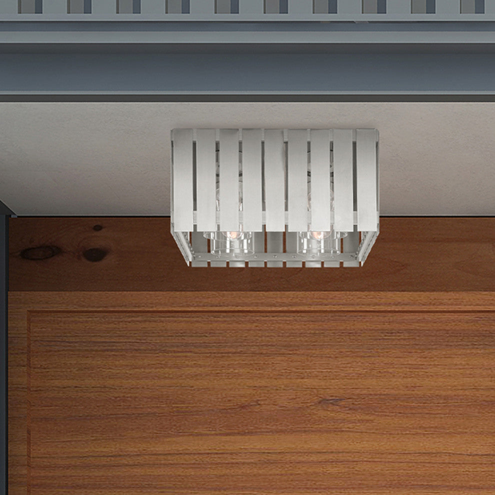 Livex Lighting Greenwich 4 Light Brushed Nickel Large Outdoor Flush Mount