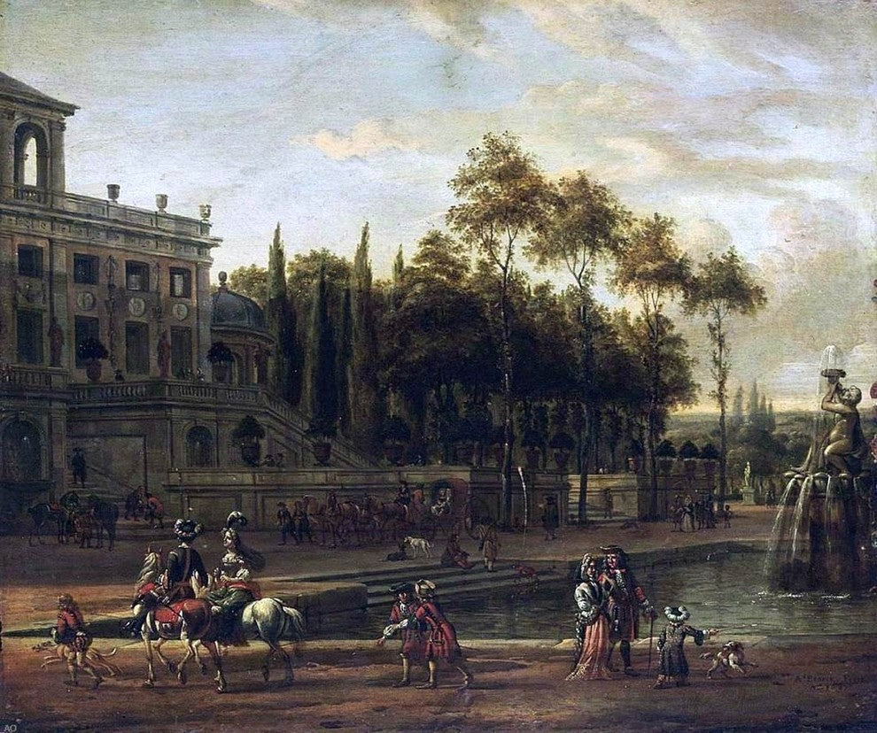 Abraham Storck Italianate Park Landscape, 20"x25" Gallery Wrapped Canvas