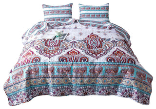 Bohemian Coconut White Sky Beach Vibes Floral Paisley Bedspread Set, California