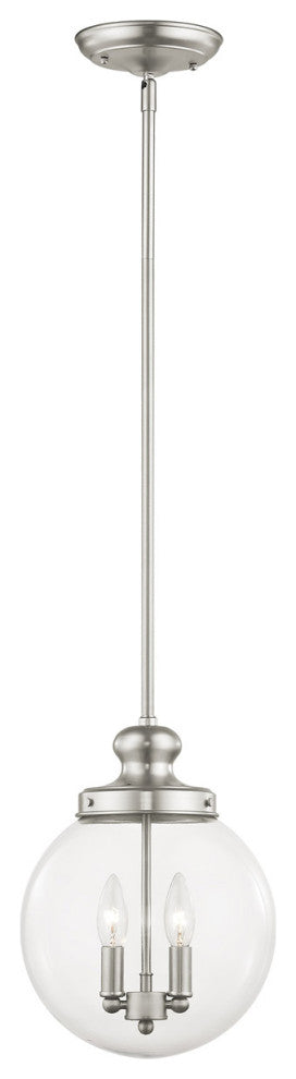 Livex 50904-91 2-Light Brushed Nickel Pendant, Brushed Nickel