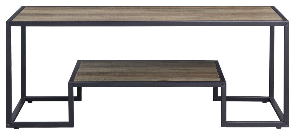 ACME Idella Coffee Table, Rustic Oak and Black