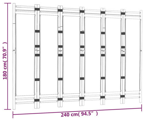 vidaXL Room Divider Foldable 6 Panel Room Divider Screen Bamboo and Canvas