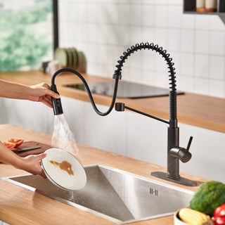 Kitchen Sink Faucet 1.8 GPM with Pull Down and 3 Models Sprayer Single Handle, Matte Black