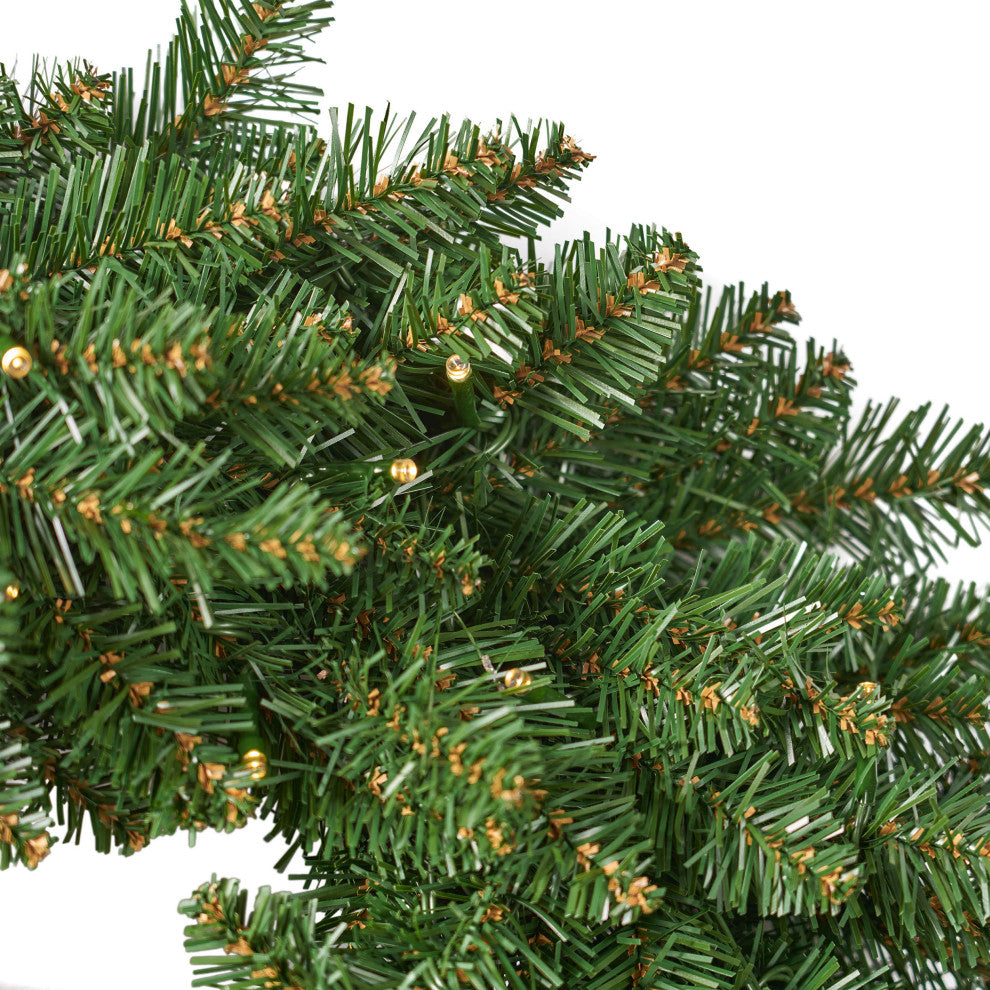 24" Norway Spruce Pre-Lit Warm White LED Artificial Christmas Wreath, Green