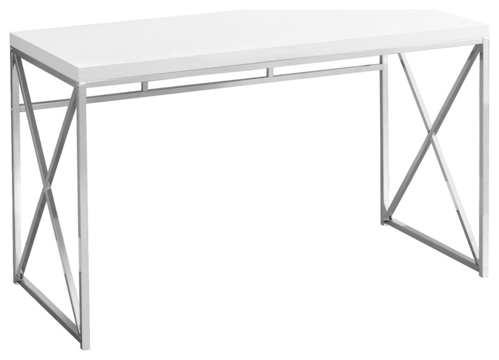 24" White and Silver Computer Desk