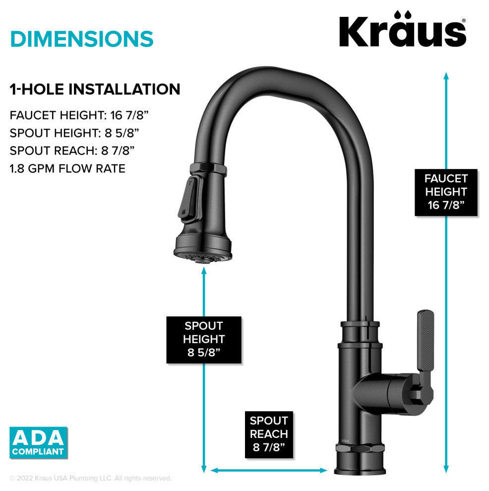 Sellette Pull-Down Kitchen Faucet, Spot Free Black Stainless, Model Kpf-4101sfsb
