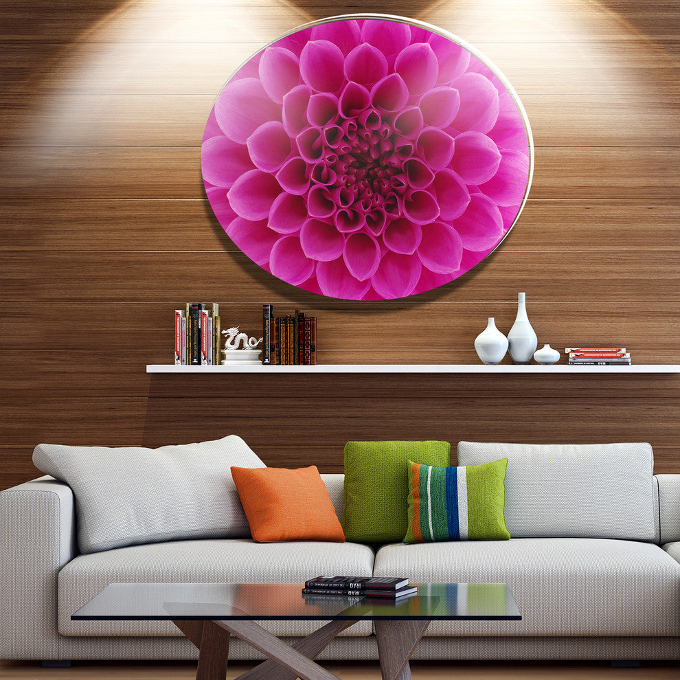 Dark Pink Abstract Flower Petals, Floral Round Metal Wall Art, 36"