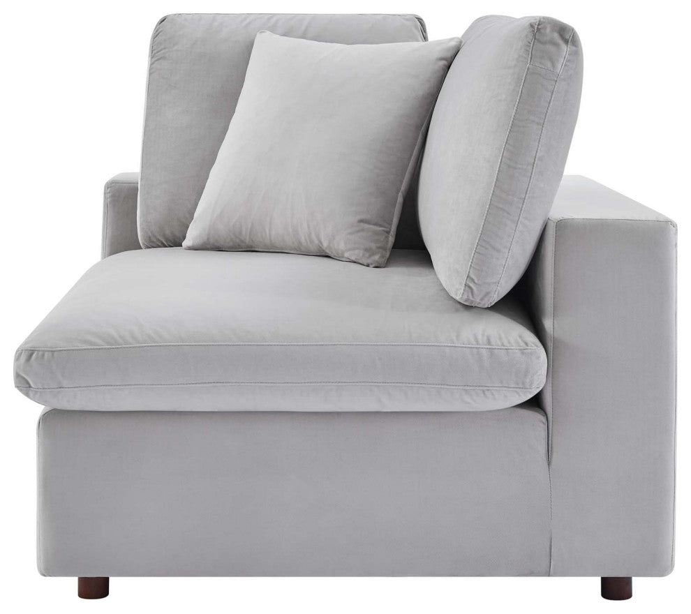 Loveseat Sofa, Velvet, Gray, Modern, Living Lounge Hotel Lobby Hospitality