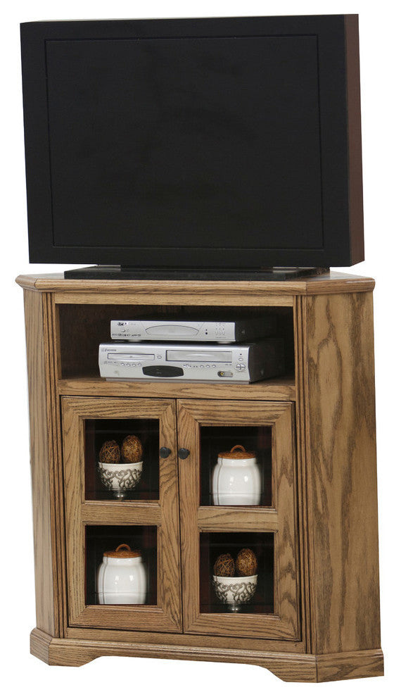 Eagle Furniture Oak Ridge, Tall 41" Wide Corner TV Console, Chocolate Mousse