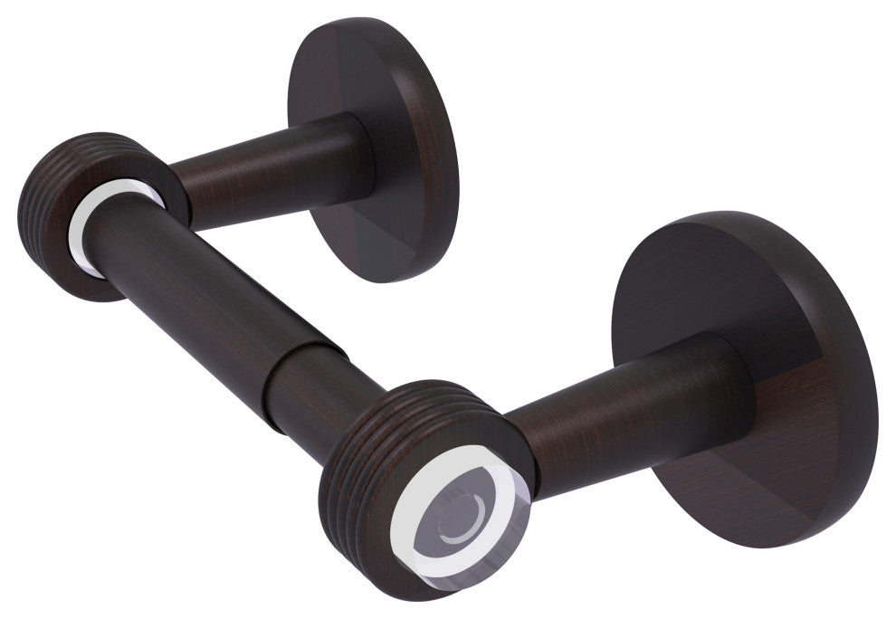 Clearview Two Post Toilet Tissue Holder with Groovy Accents, Venetian Bronze