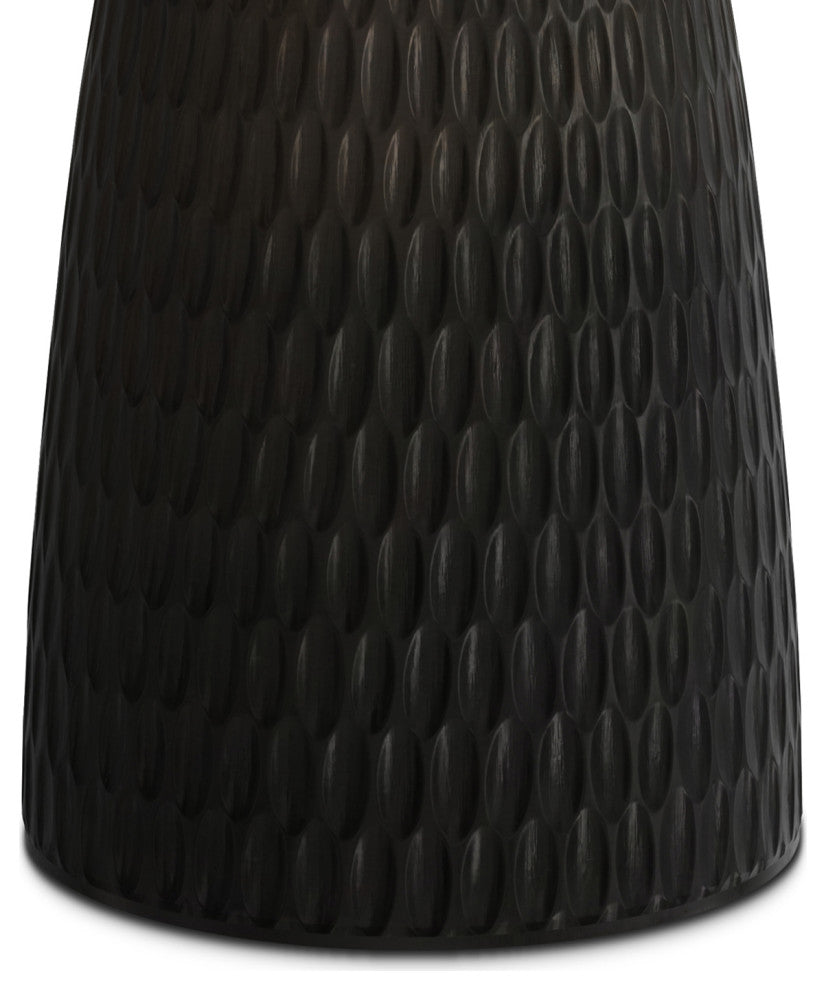 Breanna Solid Mango Wood Side Table, Black, Gold