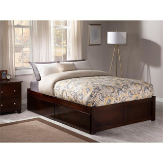 AFI Concord Full Solid Wood Platform Bed with Storage Drawers in Walnut