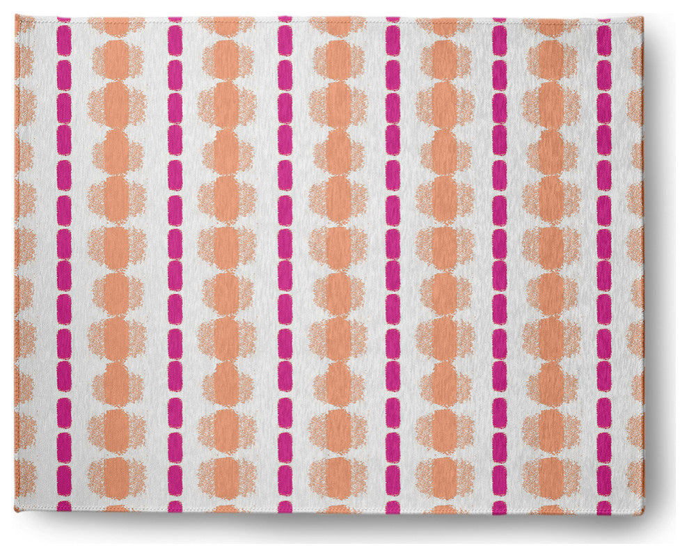 Watercolor Stripe Spring Chenille Rug, Orange-Orchid, 8'x10'