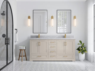 Boston 72" Double Sink Bath Vanity in Fine Grain 2" Pearl Gray
