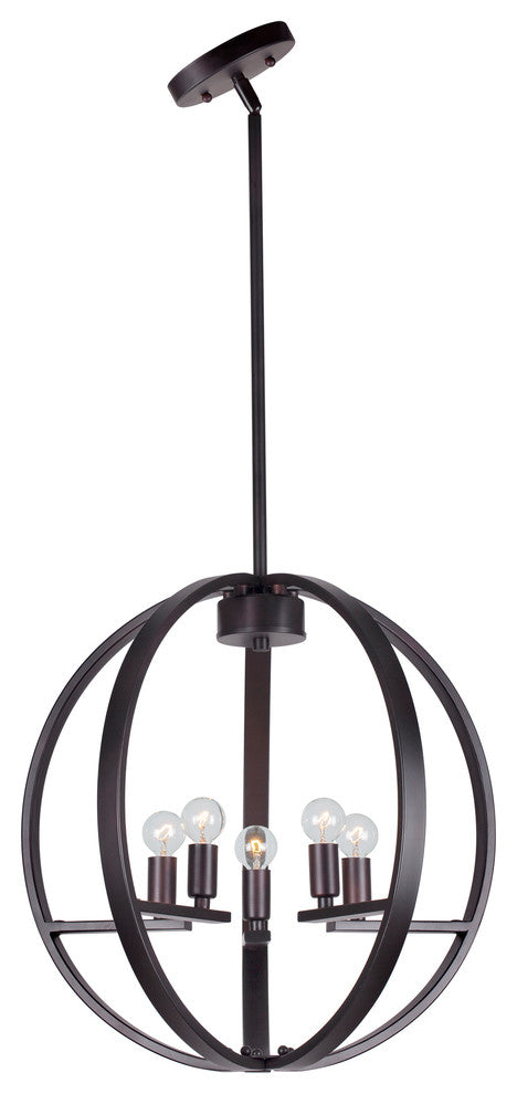 5 Light Globe Chandelier, Antique Bronze