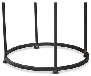 Multi-Colored Glass and Black Metal Outdoor Side Table