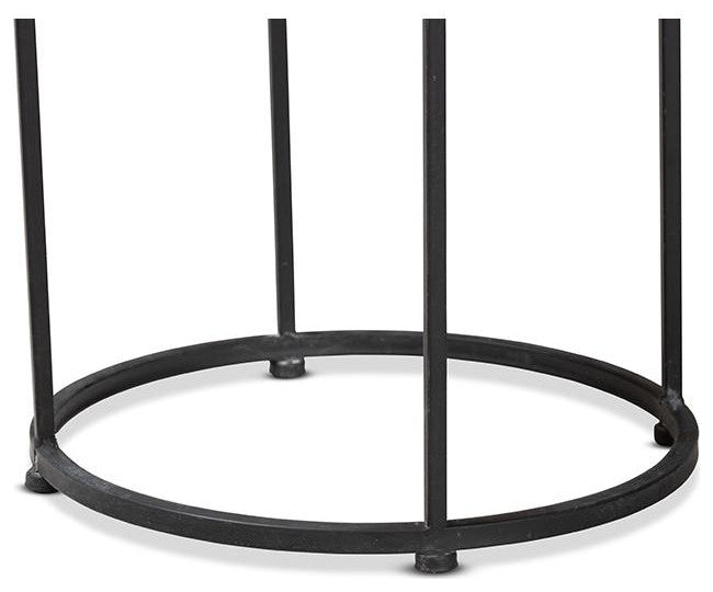 Multi-Colored Glass and Black Metal Outdoor Side Table