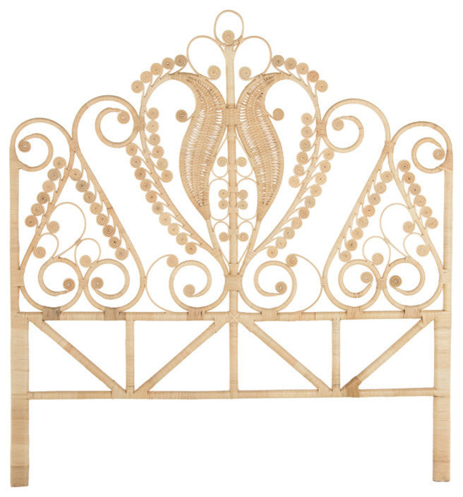 Peacock Rattan Headboard, Natural-Brown, King