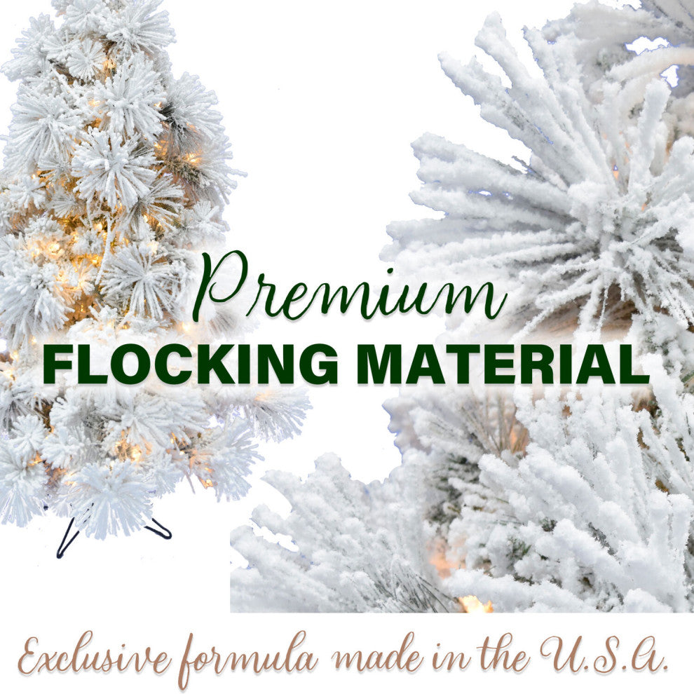 4' Snowy Pine Flocked Slim Christmas Tree With Warm White LED Lights