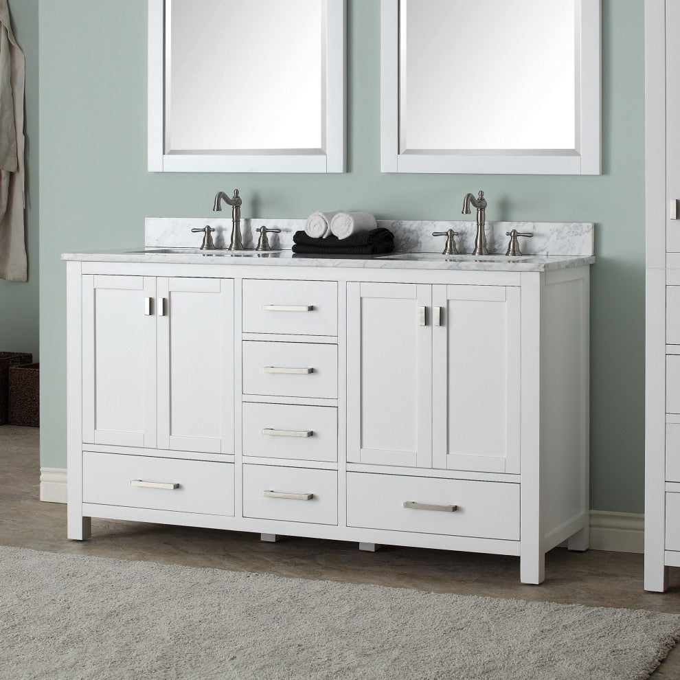 Avanity Modero 60" Double Vanity Only, White Finish