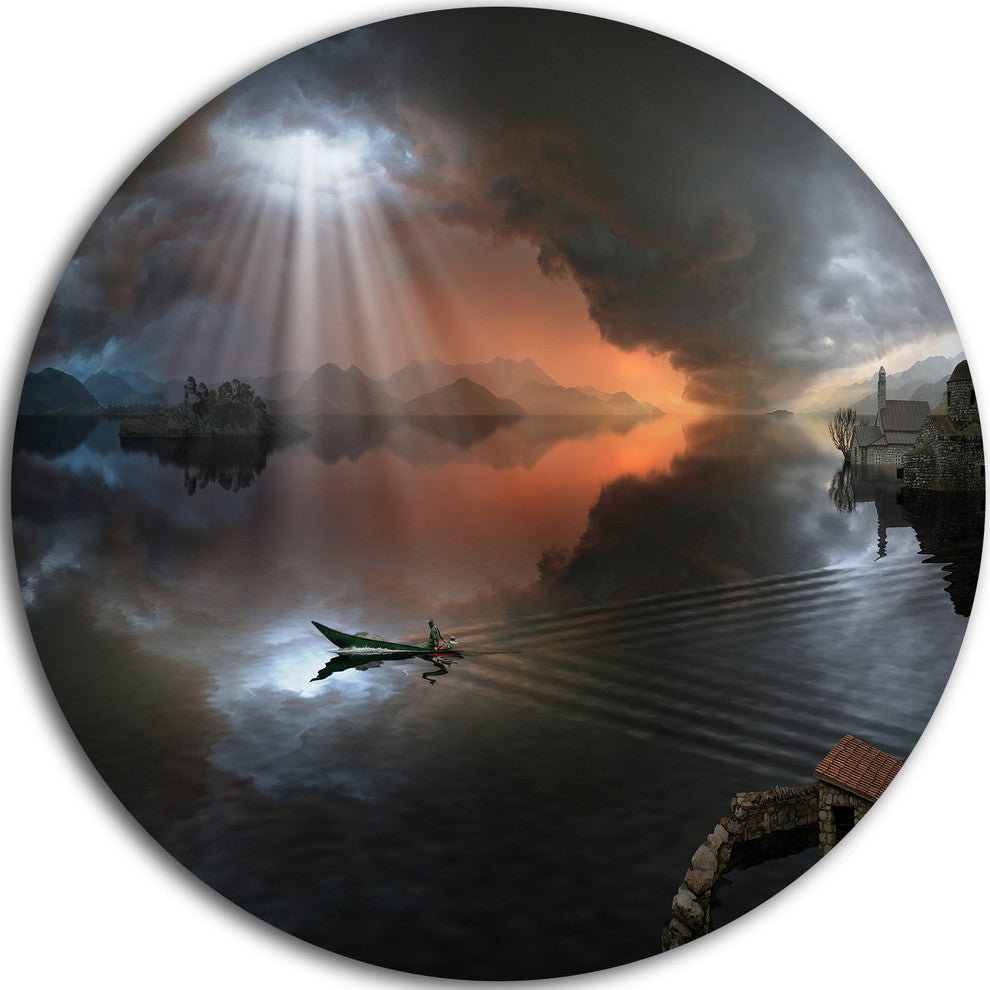 High Water Photo Collage, Seascape Art Disc Metal Wall Art, 36"