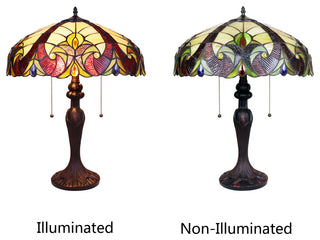 Adia Victorian Tiffany-Style Dark Bronze 2 Light Table Lamp 18" Wide
