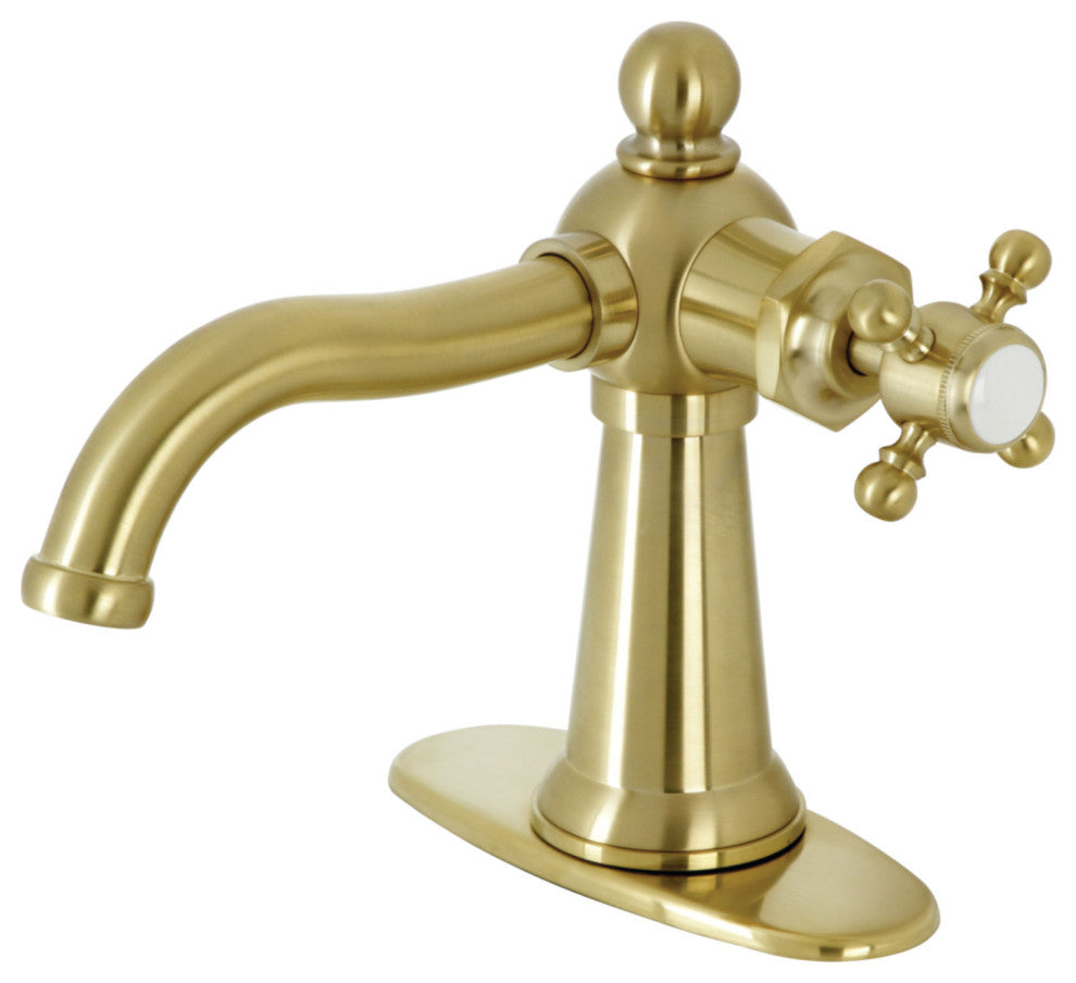 KSD154BXBB Single-Handle Bathroom Faucet With Push Pop-Up, Brushed Brass