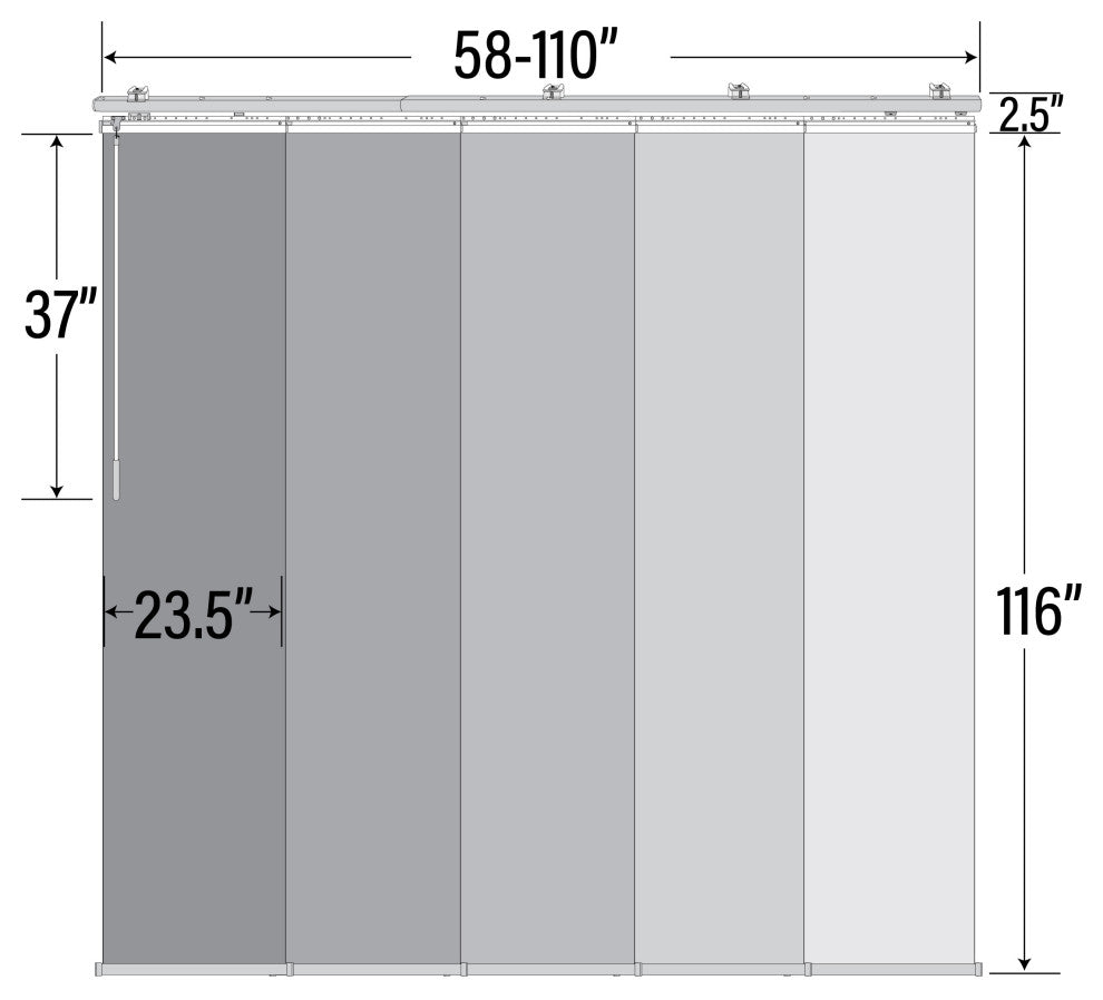 Kato 5-Panel Track Extendable Vertical Blinds 58-110"W