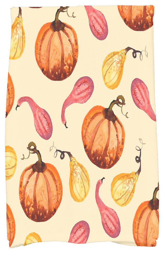 Gourds Galore 18"x30" Light Yellow Fall Print Hand Towel
