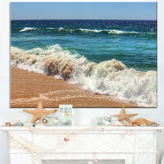 "Atlantic Beach With Foaming Waves" Seascape Art Canvas, 40"x30"