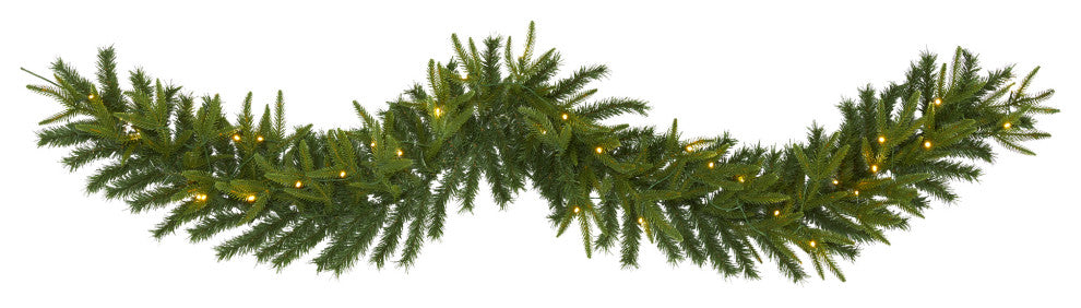 Nearly Natural 6ï¿½ Green Pine Christmas Garland with 35 Clear LED Lights