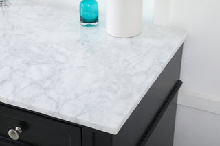 Home Living Vanity with Carrara White Marble Countertop, Black, 60", Single Sink
