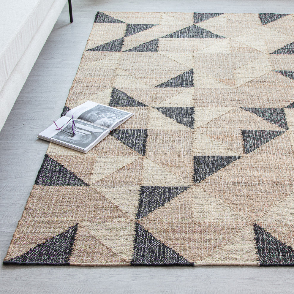 8' x 10' El Matador Natural and Charcoal Geo Flatweave Area Rug